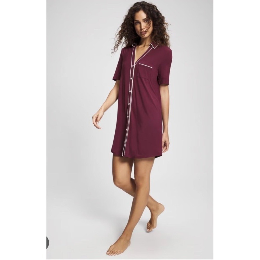 COOL NIGHTS Button-Front Sleepshirt NWT VELVET PLUM XL